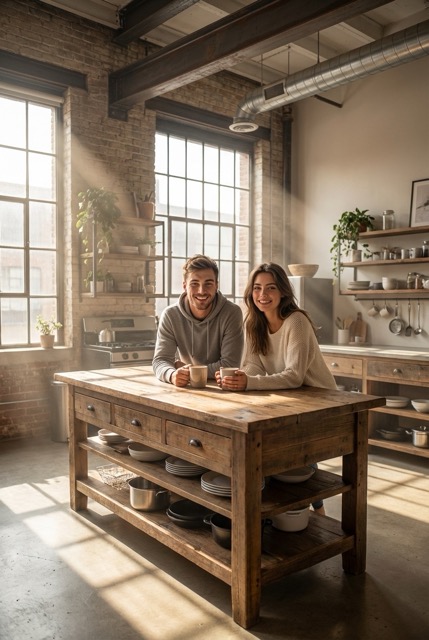 Утро в индустриальном лофте